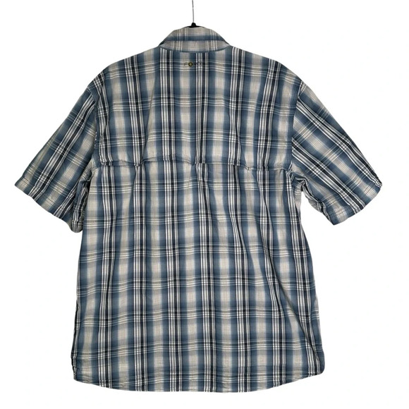 Carhartt Men’s L Relaxed Fit Force Short Sleeve Blue Plaid Shirt - Picture 3 of 5